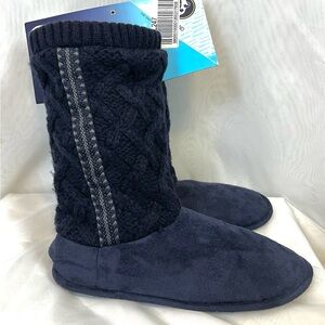 Isotoner Women's Tessa Sweater Knit Tall Boot House Slippers Sz 7.5-8 Medium